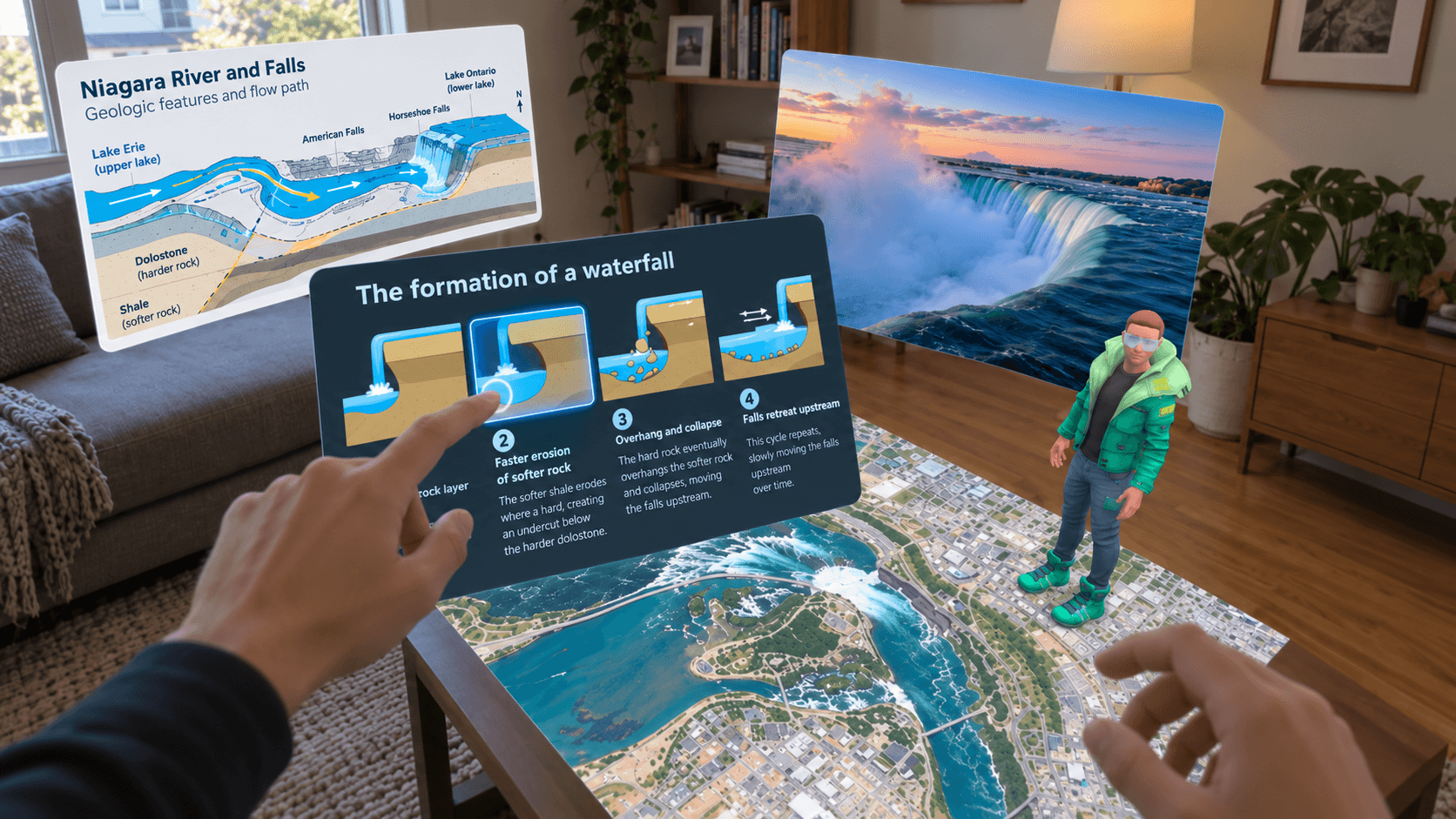 CuriosityXR mixed-reality learning experience about Niagara Falls
