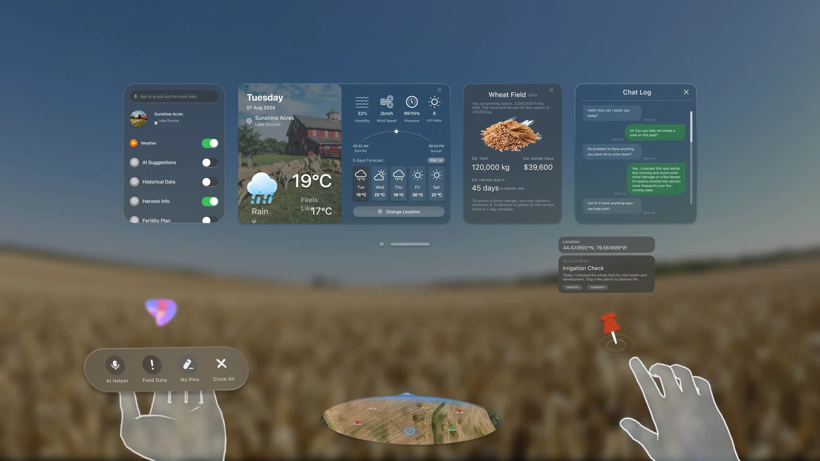 A farm with the 3D data overlay