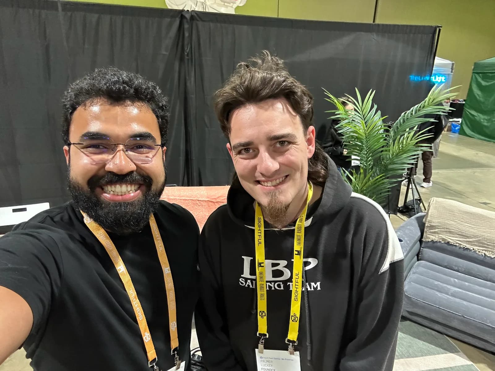 Aaditya Vaze with Palmer Luckey at AWE